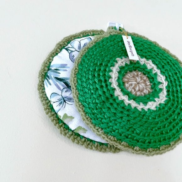 Tea Towel Pot Holder Set, Crochet Hanging Dish Towel, Crochet Pot Holders - Picture 8 of 12
